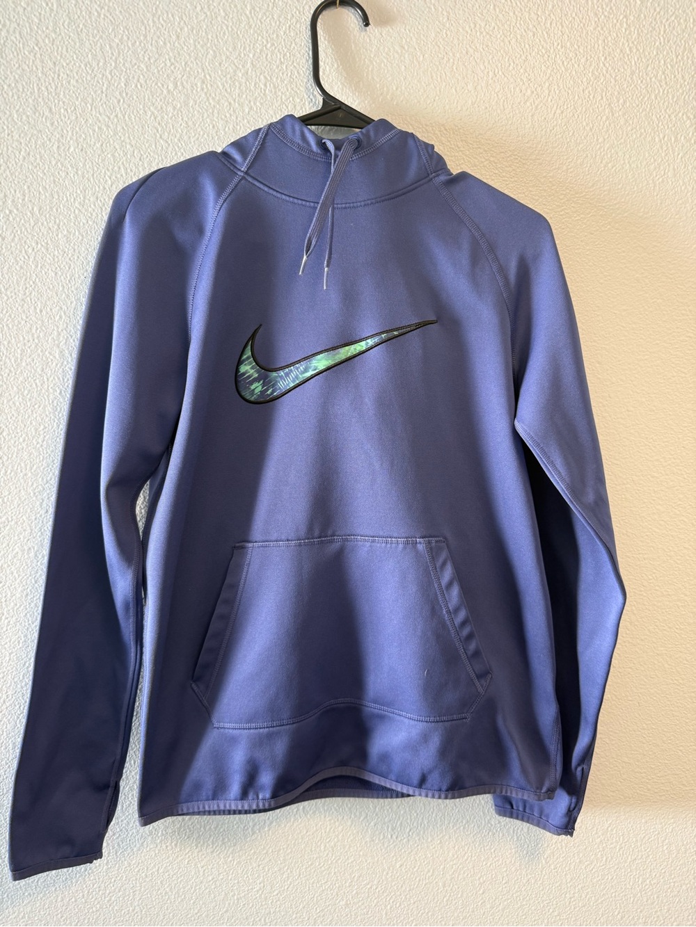 Nike Women’s Purple Hooded Pullover with Iridescent Swoosh